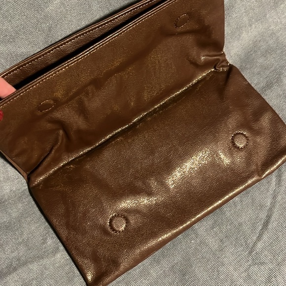 NWOT BCBGeneration Shimmer Brown Clutch Foldover - Picture 2 of 7